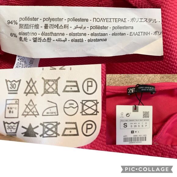 Zara pink long balloon sleeve corset crop top size small NWT - Picture 8 of 11